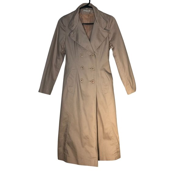 Freddi Gail Woman's Trench Coat Size 7 Double-Breasted Beige Collared Travel - Picture 1 of 13